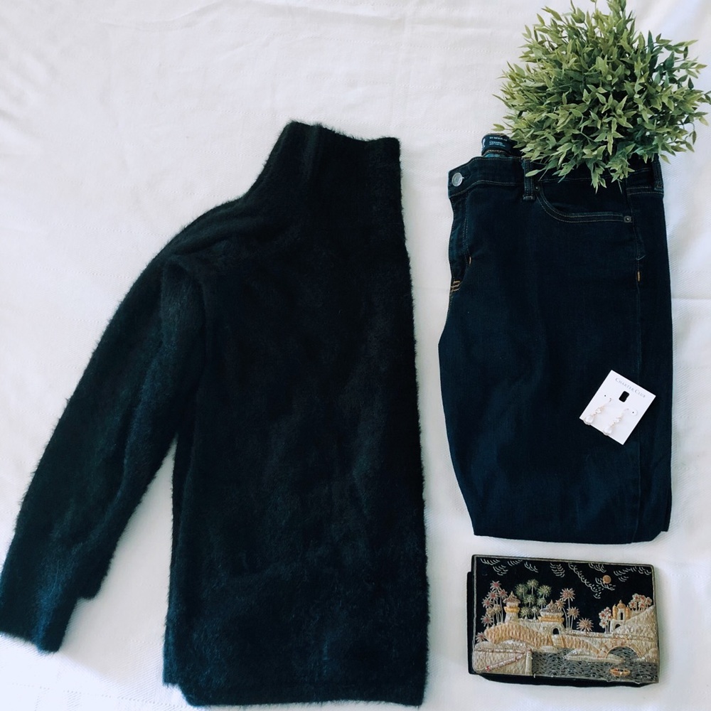 Loft off the shoulder black tunic sweater